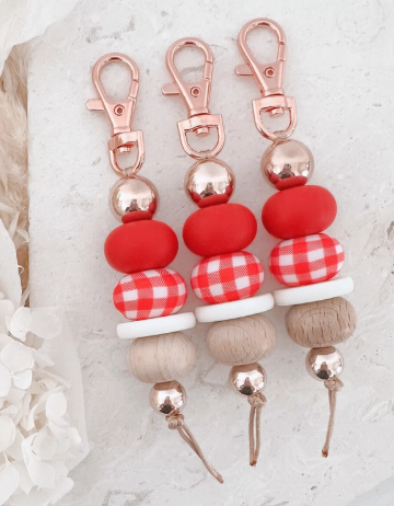 Gingham Girl Red Keychain