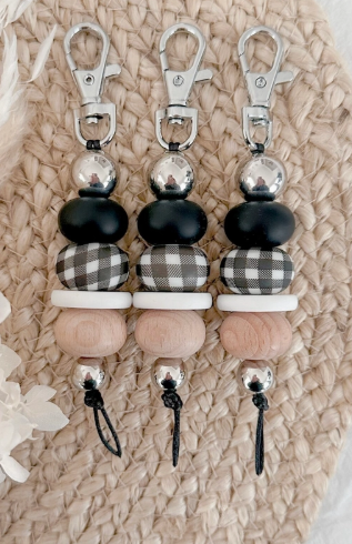 Gingham Girl Black Keychain