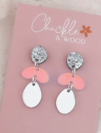 Brittany Earrings - Diamonds + Iridescent + Silver Mirror