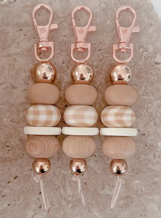 Gingham Girl Oatmeal Keychain