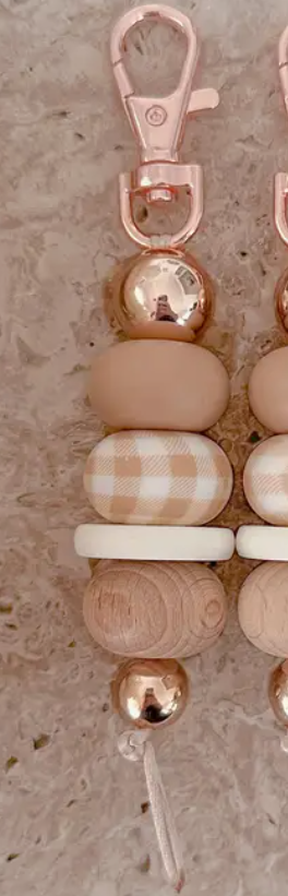Gingham Girl Keychain Oatmeal