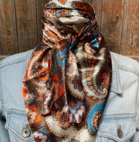 Tan & Cream Paisley Wild Rag - Western Scarf
