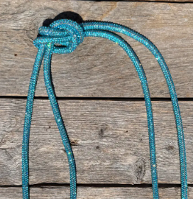 Aqua Rhinestone Bolo Tie with Western Slide