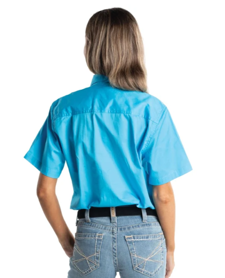 Just Country Ladies Maggie S/S Full Button Workshirt - Sky - 50504SKY