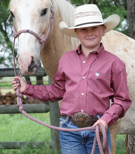 Cinch Boys Button Down L/S Shirt - Pink - MTW7060420