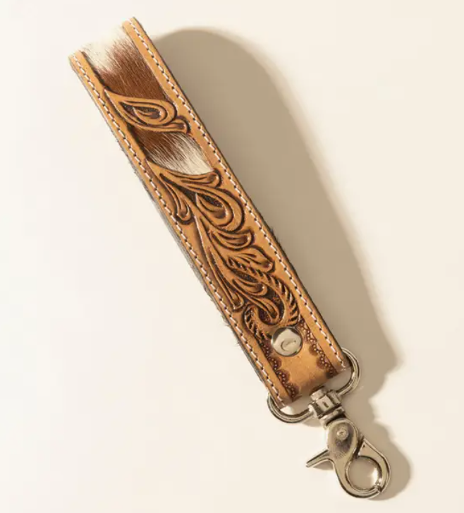 Myra Sedona Blaze Handtooled Leather Keyfob in Bronze Ember