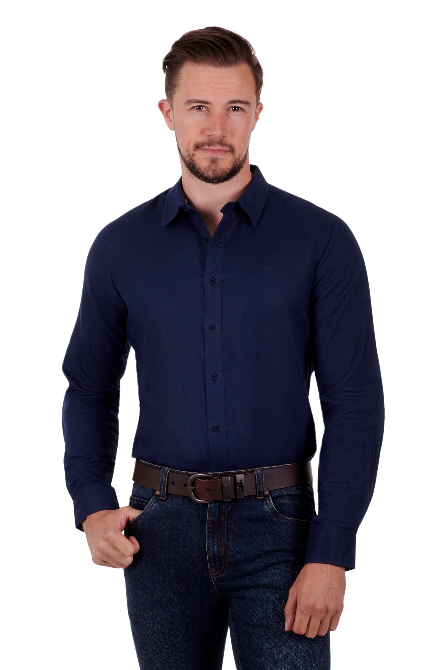 Thomas Cook Mens Louis Tailored L/S Shirt - Navy - T3S1121051