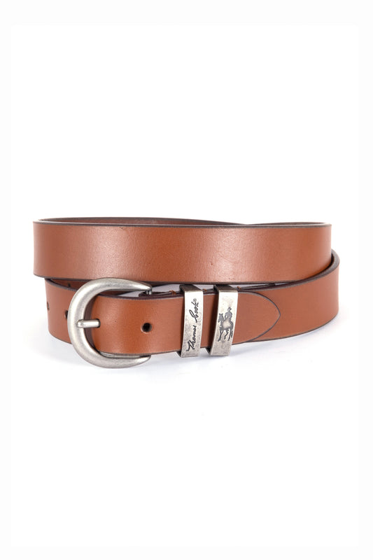 Thomas Cook Narrow Silver Twin Keeper Belt - Rich Tan
