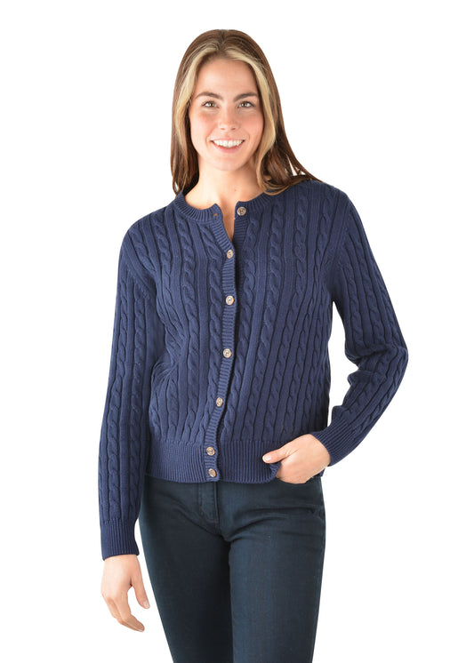 Thomas Cook Ladies Cable Knit Cardigan - Navy - T3W2504079