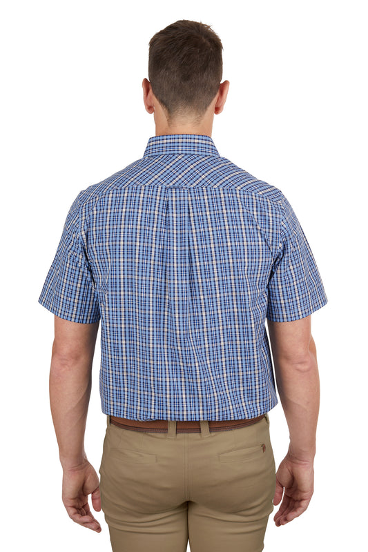 Thomas Cook Mens Gus Check 2-Pocket Short Sleeve Shirt - Navy/Tan