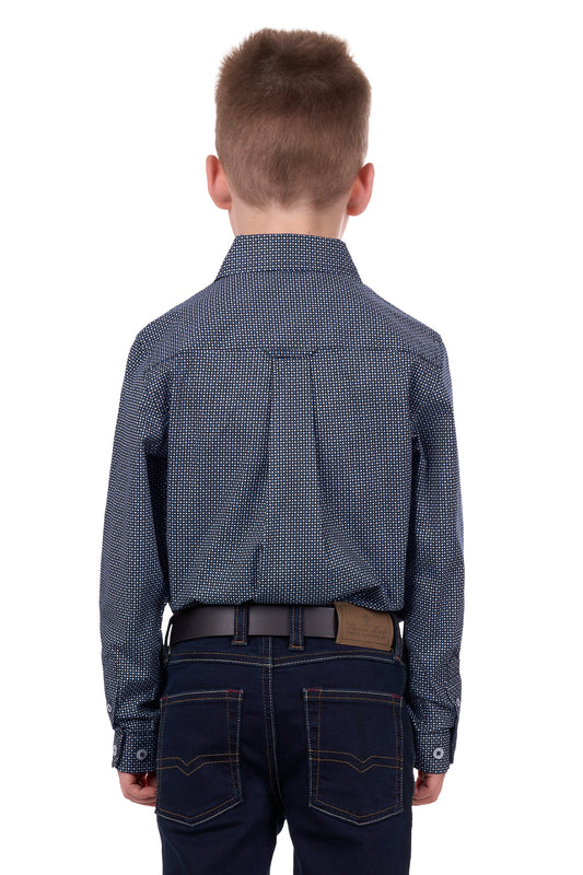 Thomas Cook Boys Cade Print 1-Pocket L/S Shirt - Navy/Blue