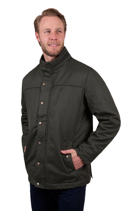 Thomas Cook Mens Will Faux Oilskin Jacket in Olive - ON SALE