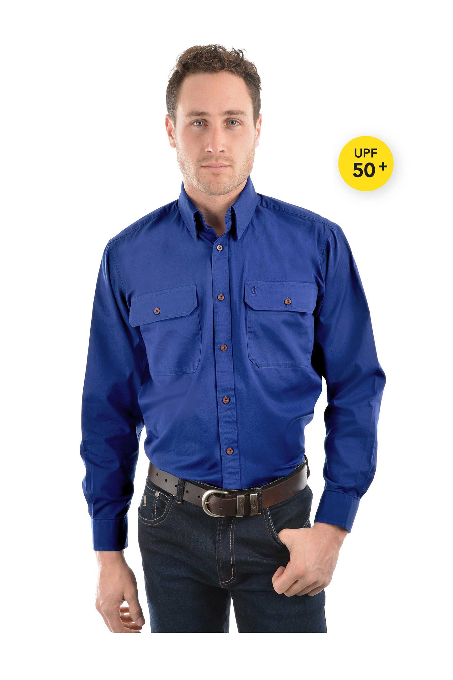 Thomas Cook Mens Light Drill 2 Pkt L/S Shirt - Royal Blue