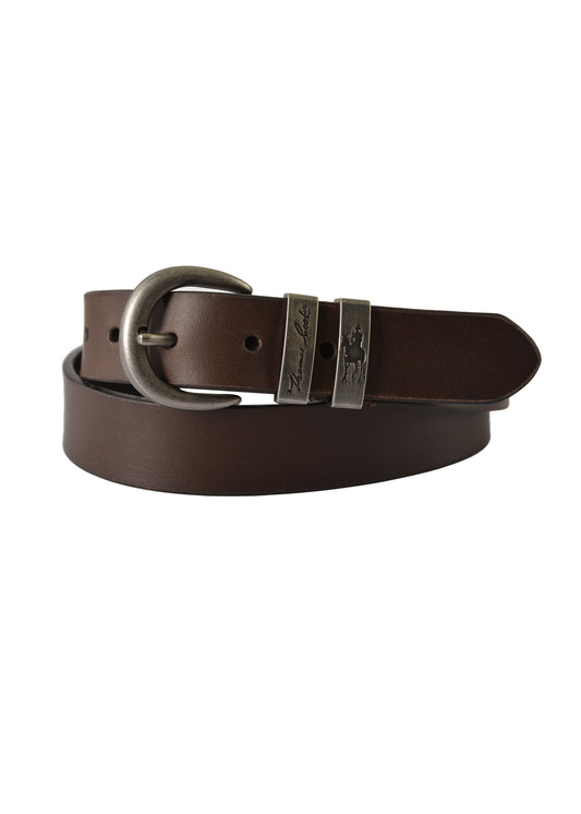 Thomas Cook Narrow Silver Twin Keeper Belt - Chocolate