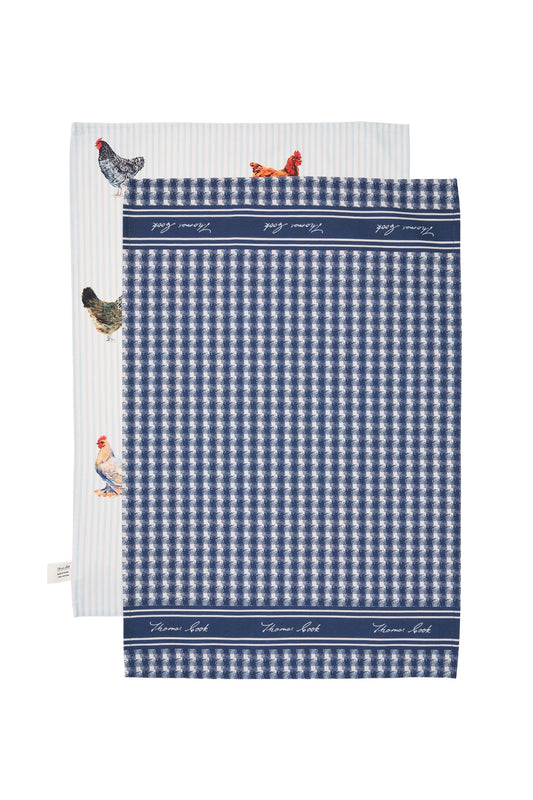 Thomas Cook Tea Towel - 2 Pack - Navy/White