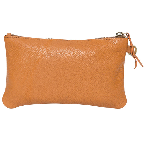 The Design Edge Grain Toronto Grain Leather Small Cowhide Clutch - Tan Leather - 79992