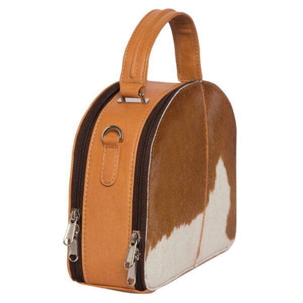 The Design Edge Vietnam Structured Cowhide Bag - Tan & White - B71054