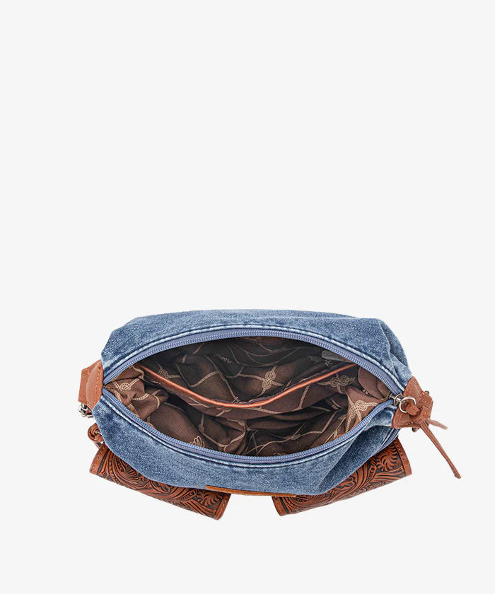 Wrangler Floral Tooled Denim Crossbody - WG103-2009