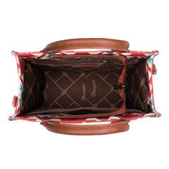 Wrangler Burgundy Allover Aztec Dual Sided Print Crossbody Canvas Tote - WG22038120S