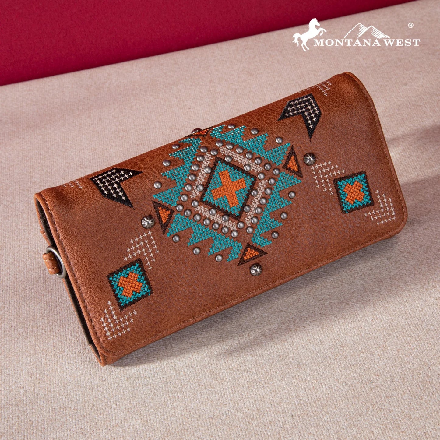Montana West Embroidered Aztec Collection Wallet - Brown - MW1248W002