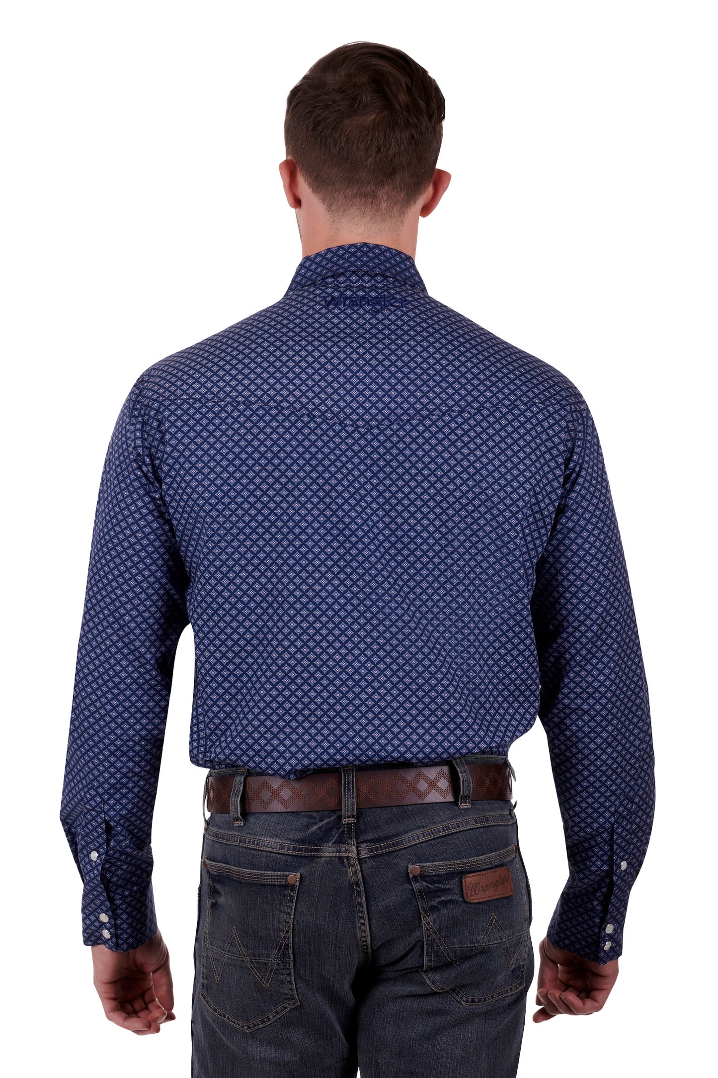 Wrangler Mens Piper LS Shirt - Navy/White - X3S1111978