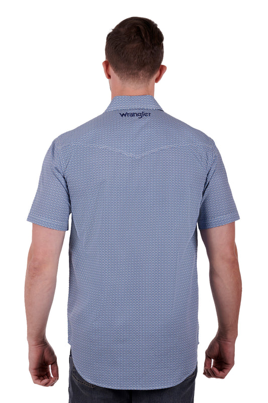 Wrangler Mens Graham S/S Shirt - Blue/White - X3S1117979
