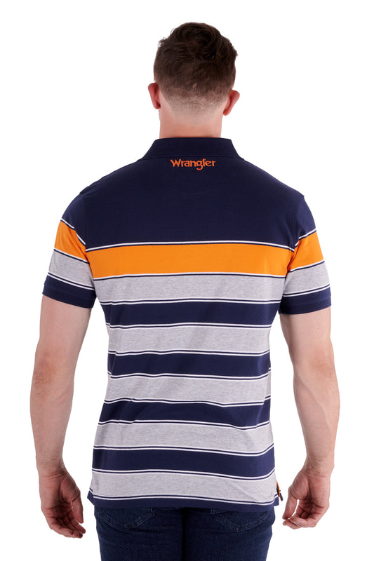 Wrangler Mens Hugo S/S Polo - Navy/Orange