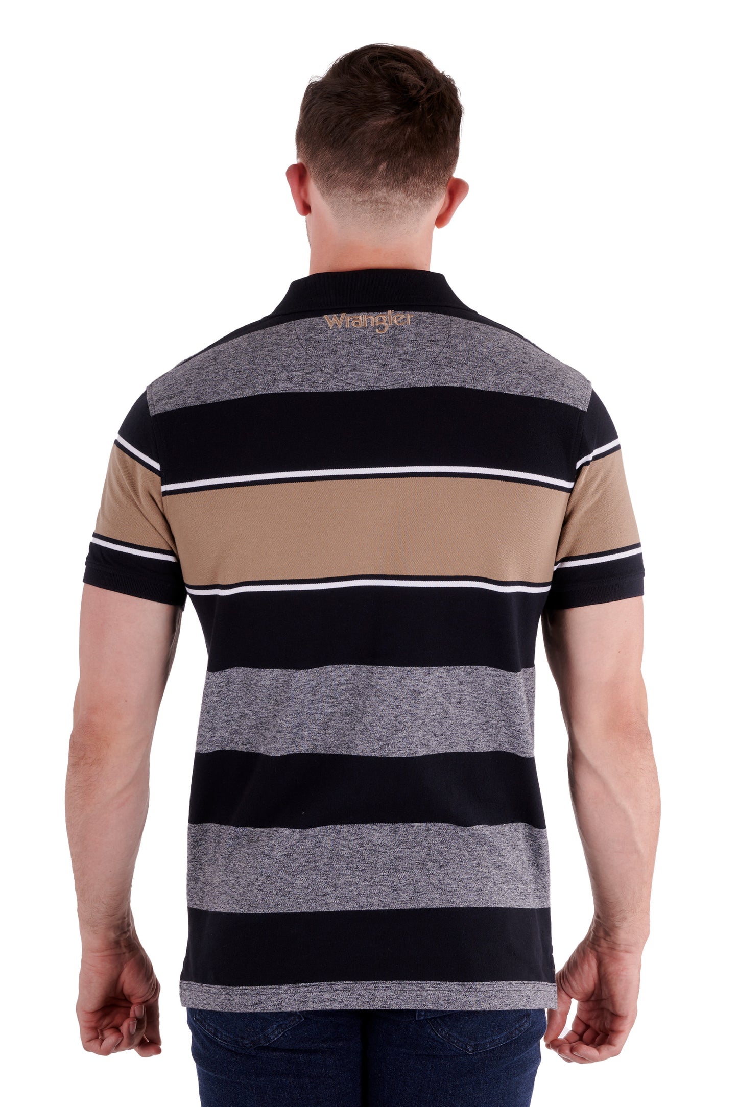 Wrangler Mens Andrew S/S Polo - Black/Tan - X3S1560989