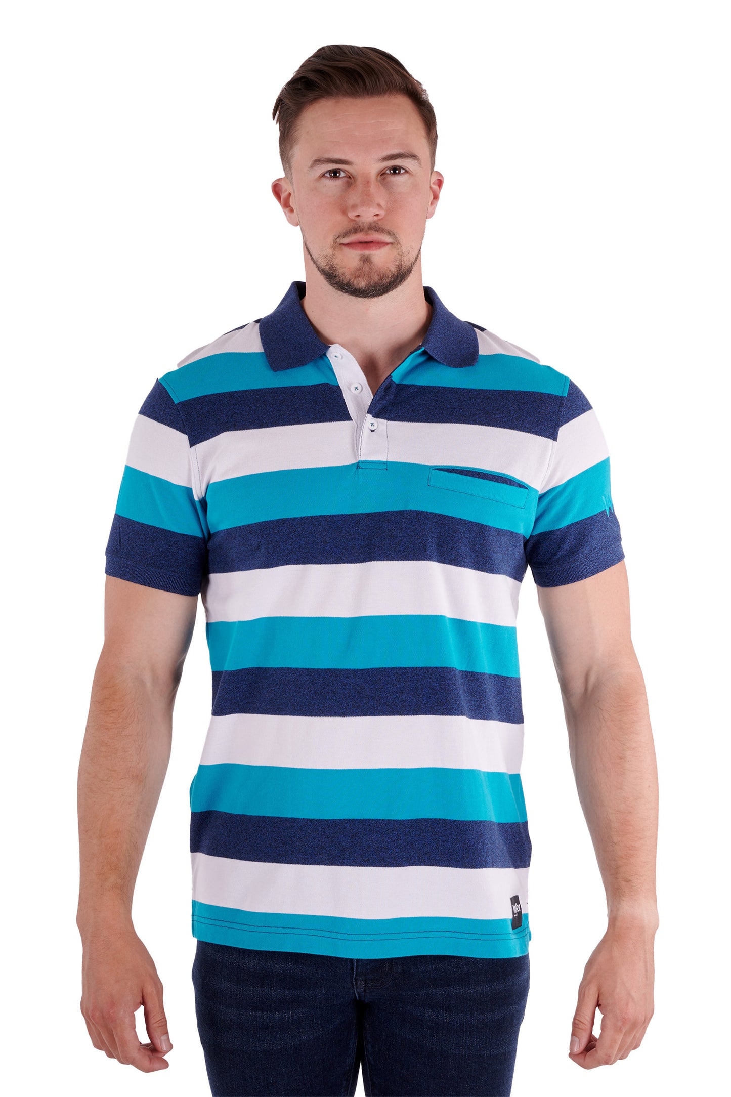 Wrangler Mens Robert S/S Polo - Teal/White - X3S1560992