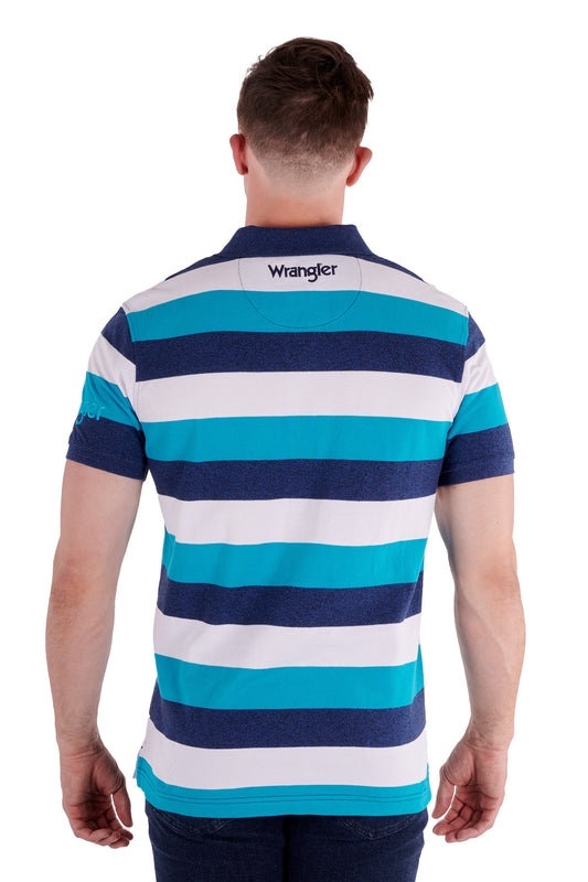 Wrangler Mens Robert S/S Polo - Teal/White - X3S1560992