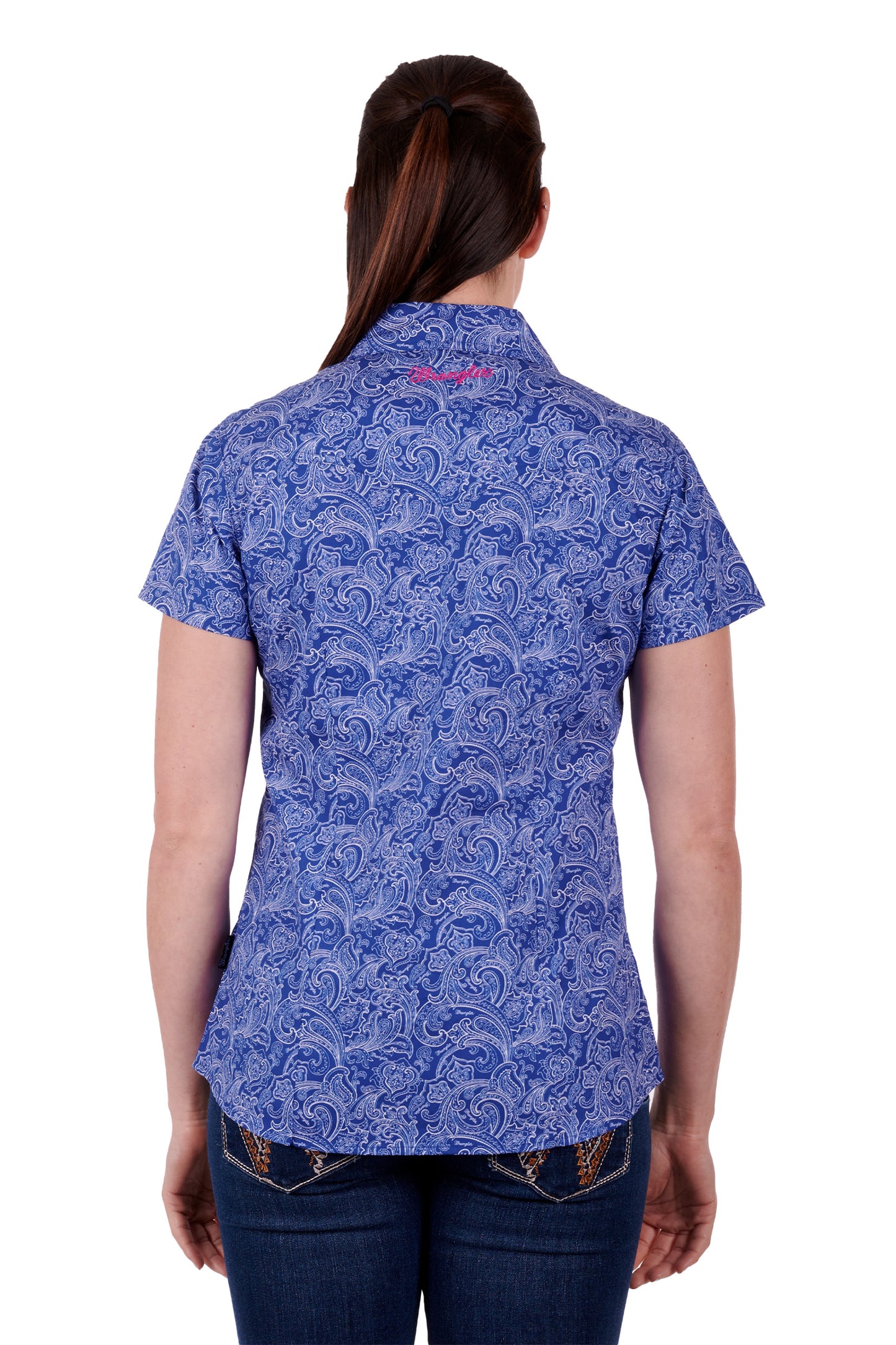 Wrangler Ladies Sheilah S/S Shirt - Blue/White - X3S2132599