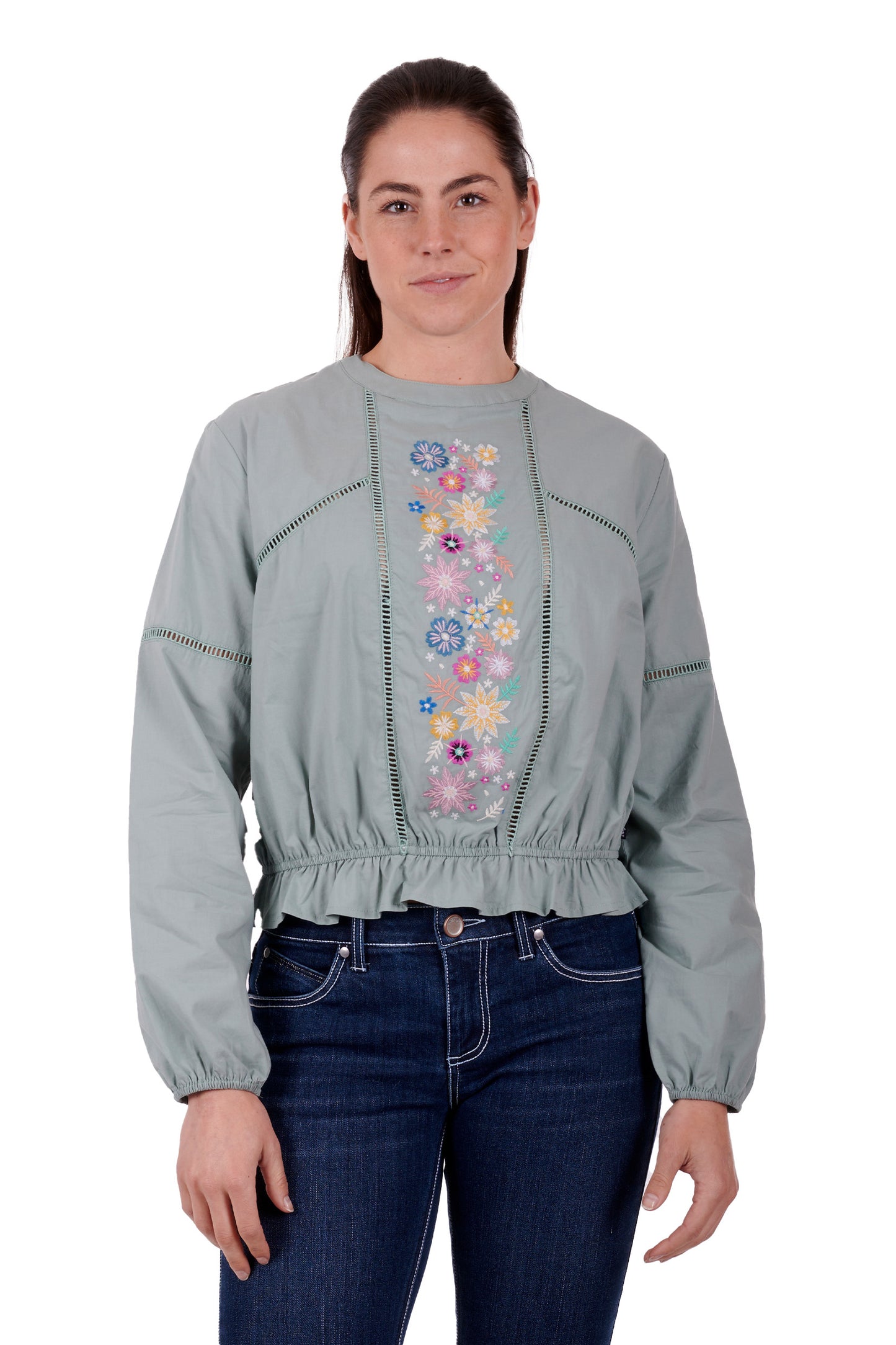 Wrangler Ladies Ryleigh L/S Blouse - Lily Pad - X3S2506594