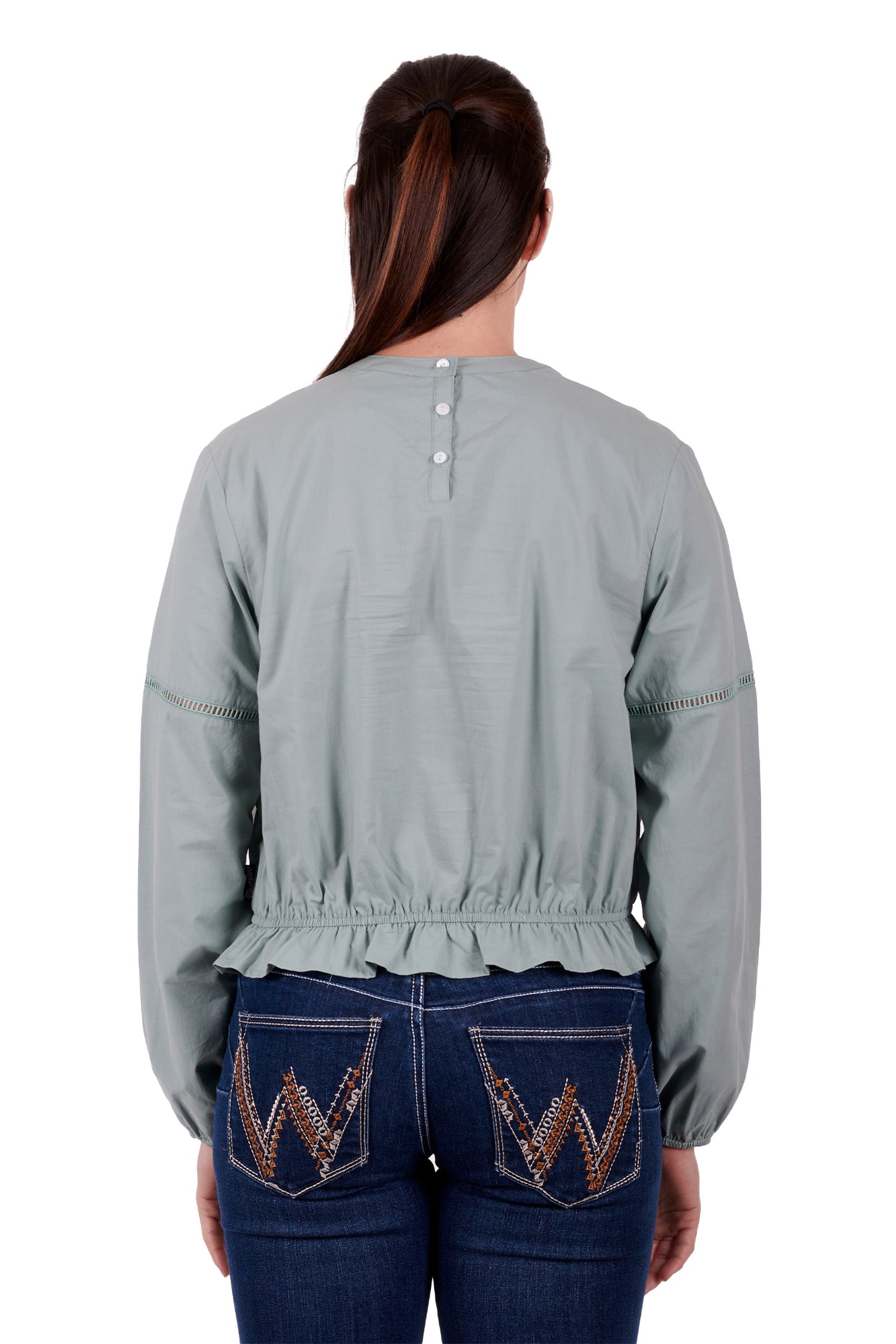 Wrangler Ladies Ryleigh L/S Blouse - Lily Pad - X3S2506594