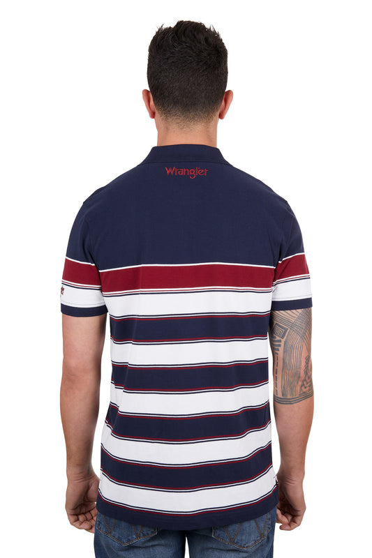 Wrangler Mens Dion 1 Pocket S/S Polo - Navy/Red