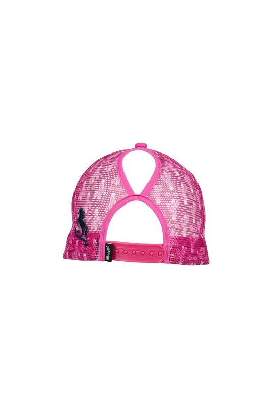 Wrangler Kids Luna High Profile Ponytail Trucker Cap - Pink/Navy - X4S5915CAP