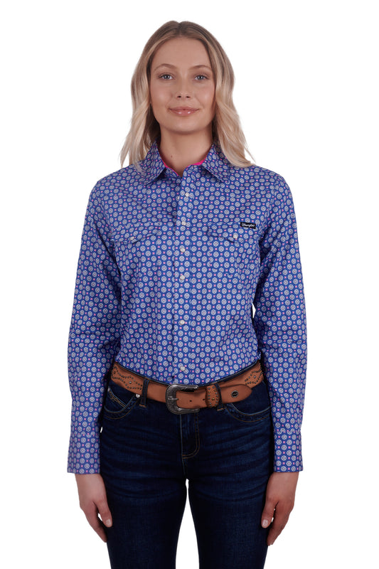 Wrangler Ladies Karla L/S Western Shirt - Blue - X4W2127055