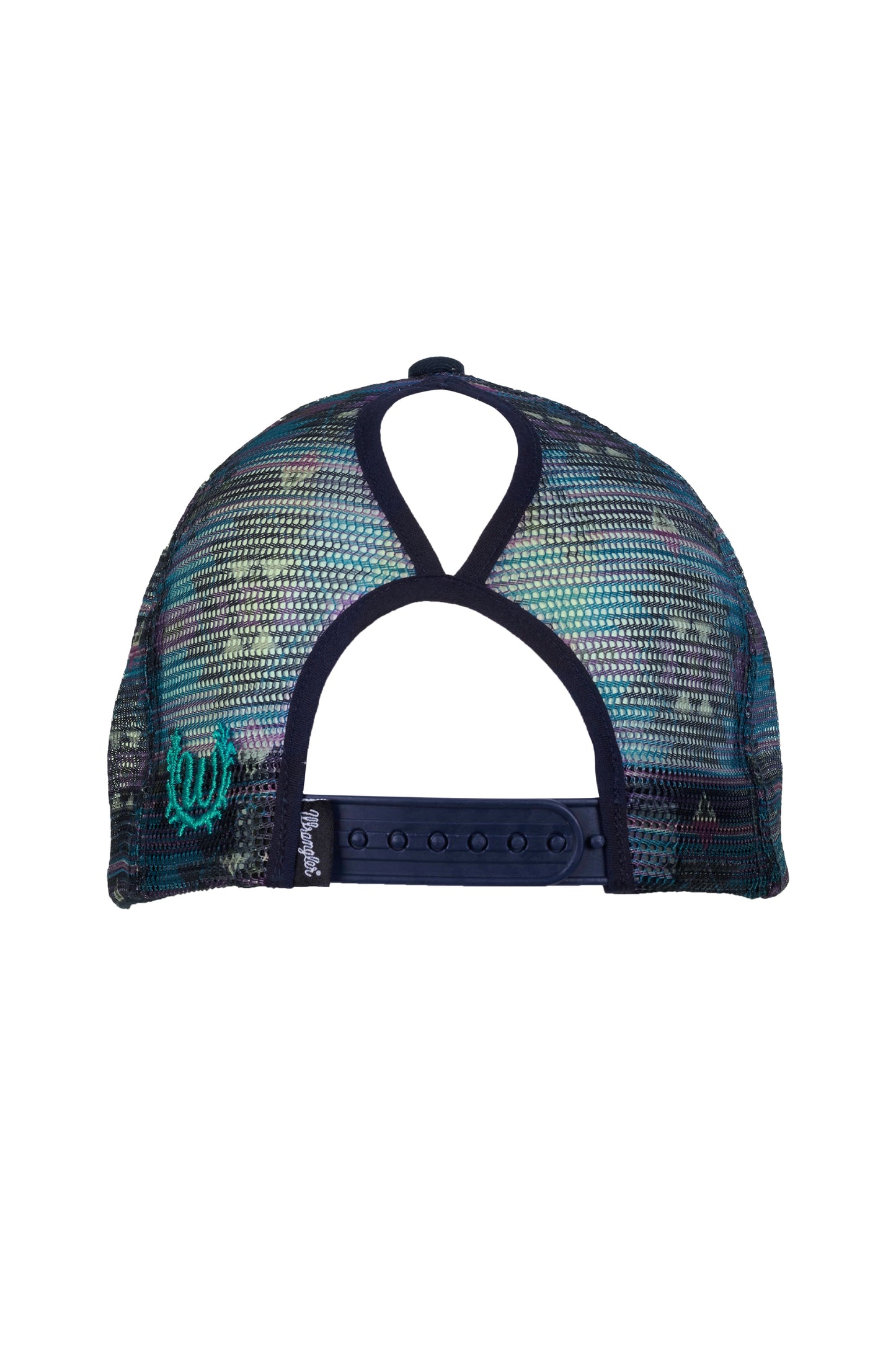 Wrangler Zoe High Profile Ponytail Trucker Cap - Navy/Teal - X4W2995CAP