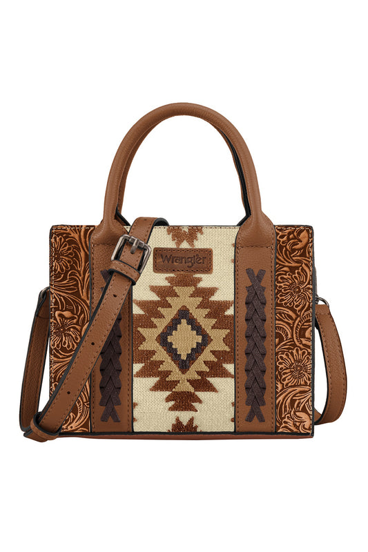 Wrangler Aztec Tooled Crossbody Bag - Tan