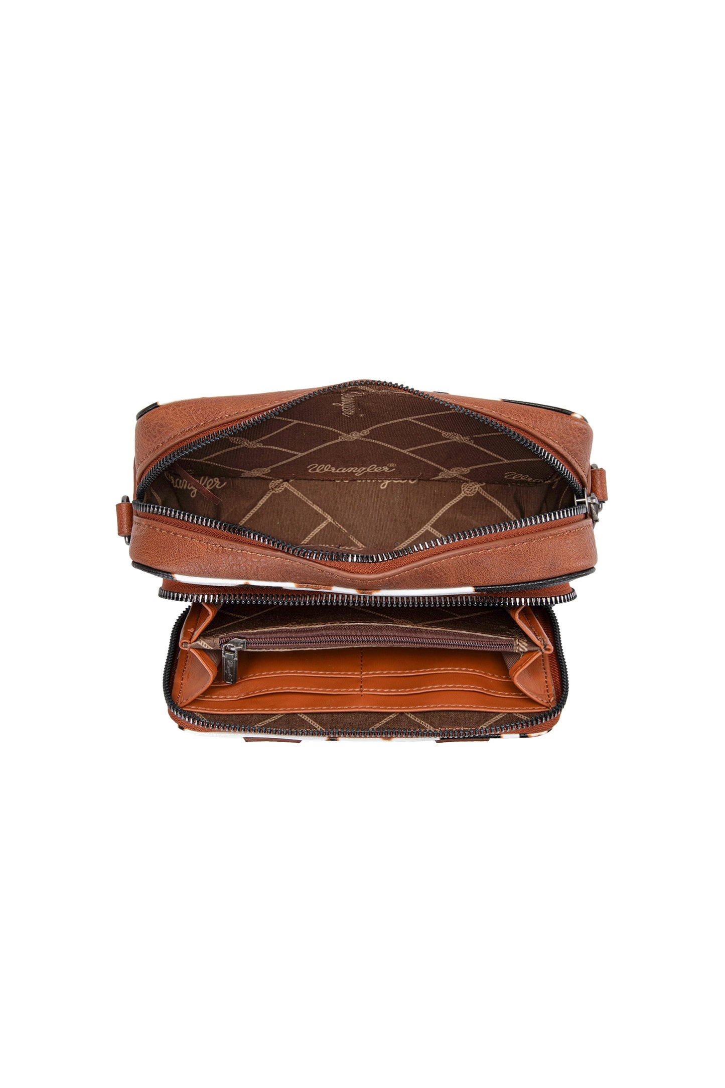 Wrangler Cow Print Small Crossbody Bag - X5S2936BAG - Dark Tan