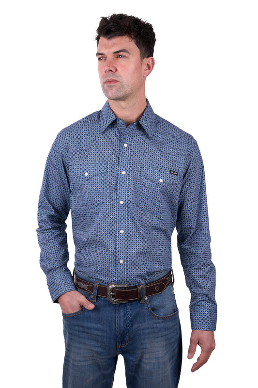 Wrangler Mens Theo Print Western L/S Shirt