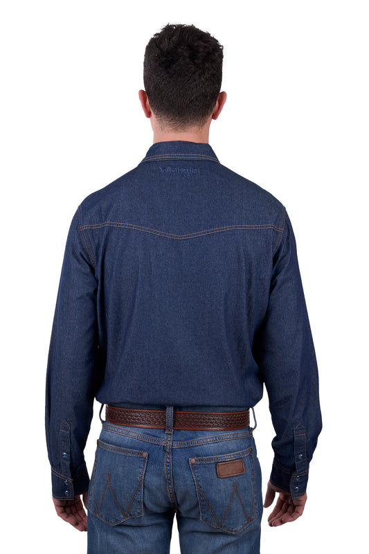 Wrangler Mens Jay Denim Western L/S Shirt - Denim - X5W1111850