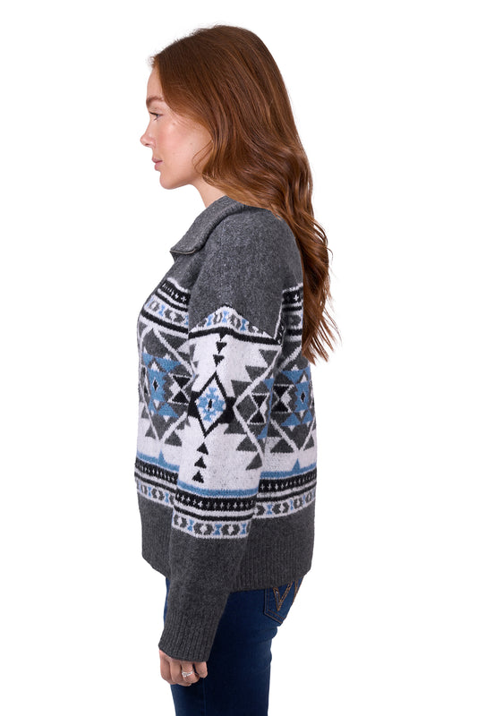 Wrangler Ladies Angie 1/4 Zip Knitted Pullover - Charcoal - ON SALE