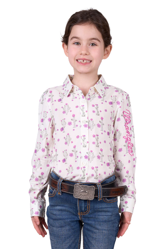 Wrangler Girls Valerie Print Logo L/S Shirt - Ivory