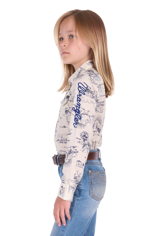 Wrangler Girls Ivory Logo L/S Shirt - X6S5127602