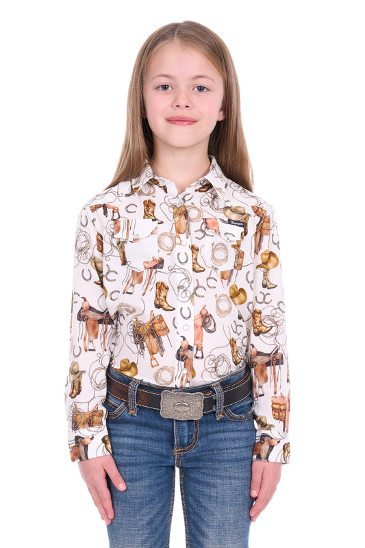 Wrangler Girls Marilyn Print Logo L/S Shirt - X6W5129558
