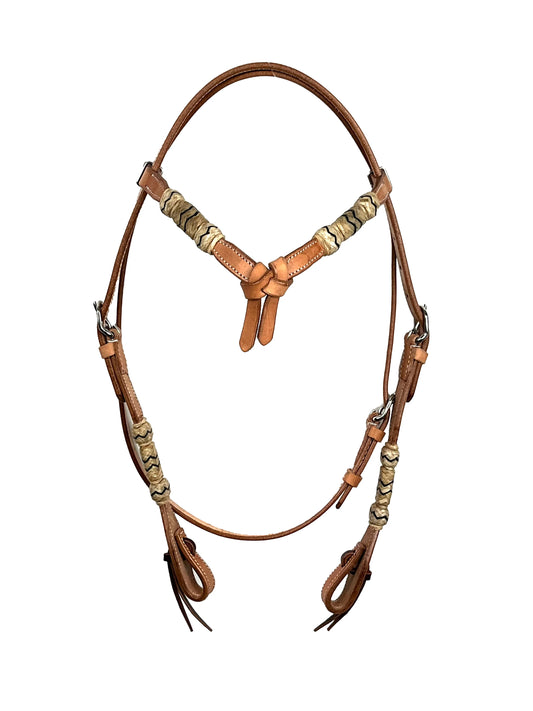 Ezy Ride Bridle with Futurity Knot and Rawhde Brow Natural - NE-AC-101