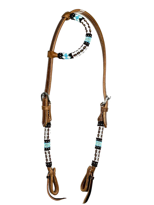 Ezy Ride Bridle One Ear with Blue Beaded Accent - NE-AC-141