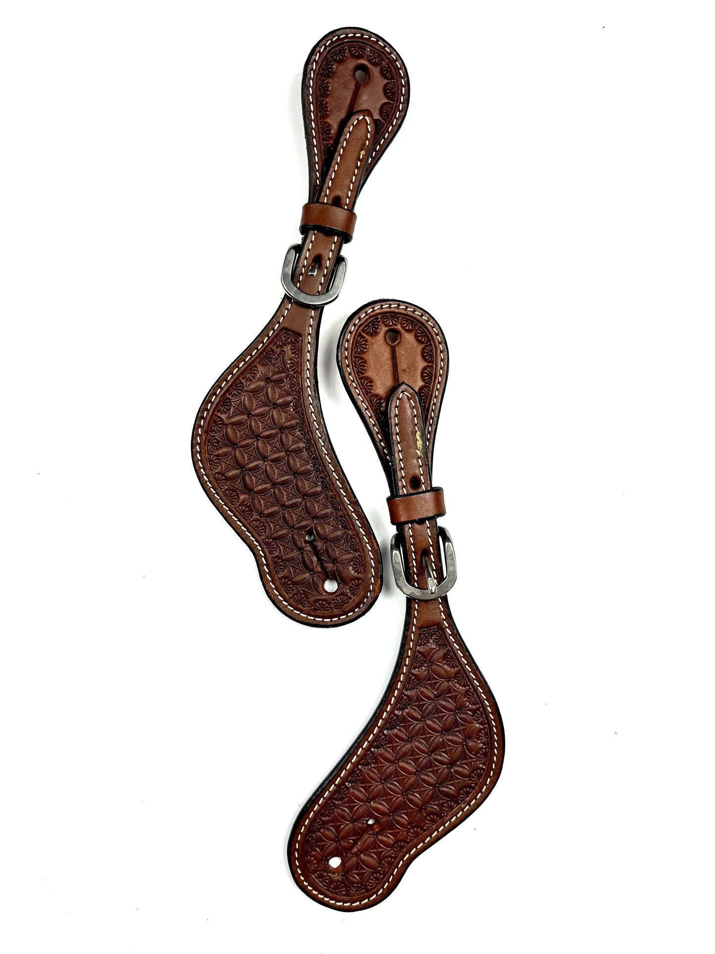 Ezy Ride Spur Strap shaped with Weave Stamping - Chocolate - NE-AD-144