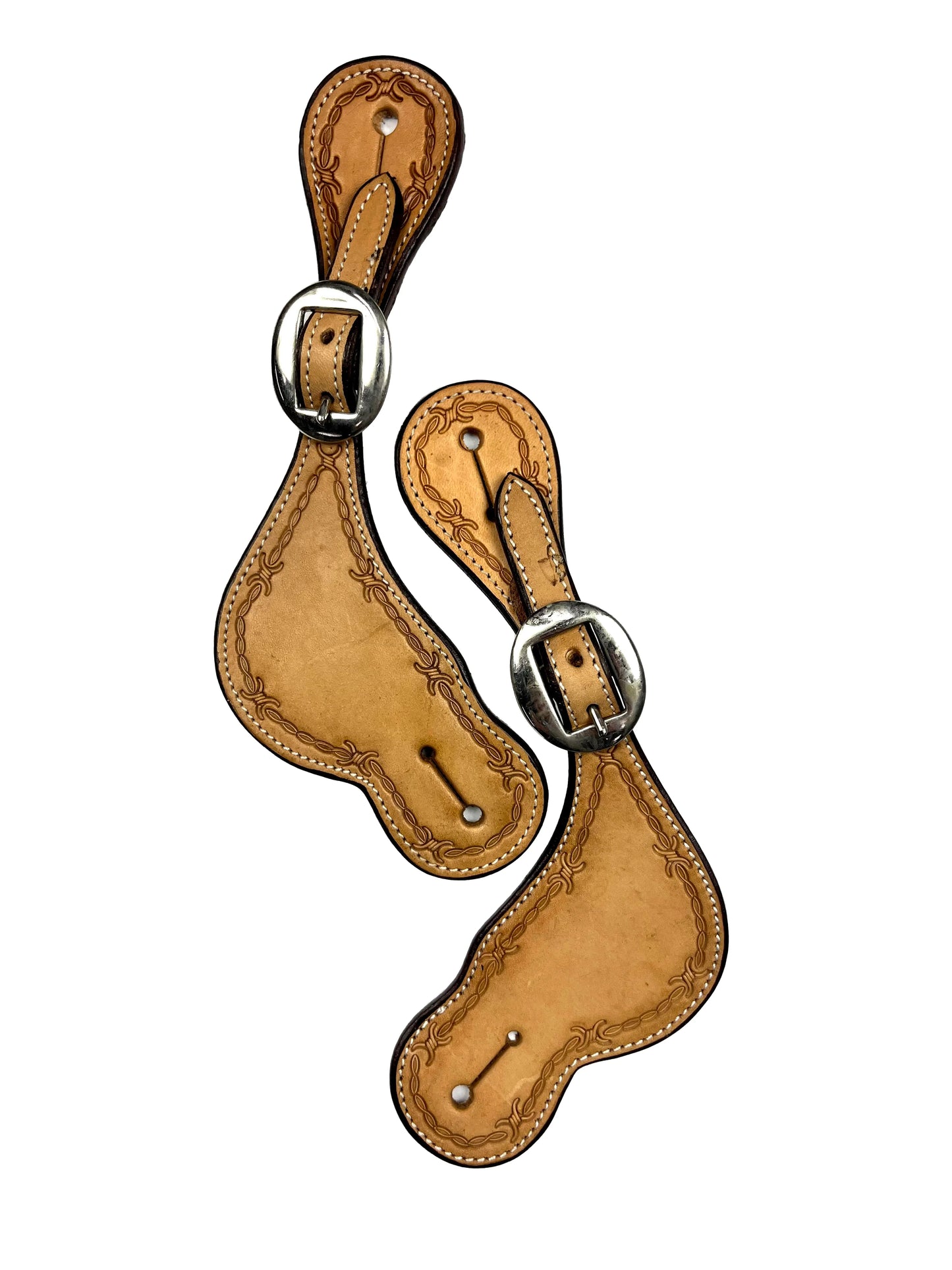 Ezy Ride Spur Strap Shaped with Barbwire Stamping - Natural - NE-AE-163