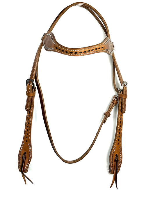 Ezy Ride Bridle Shaped Brow with Lace and Dots Harness - Leather - NE-L-204